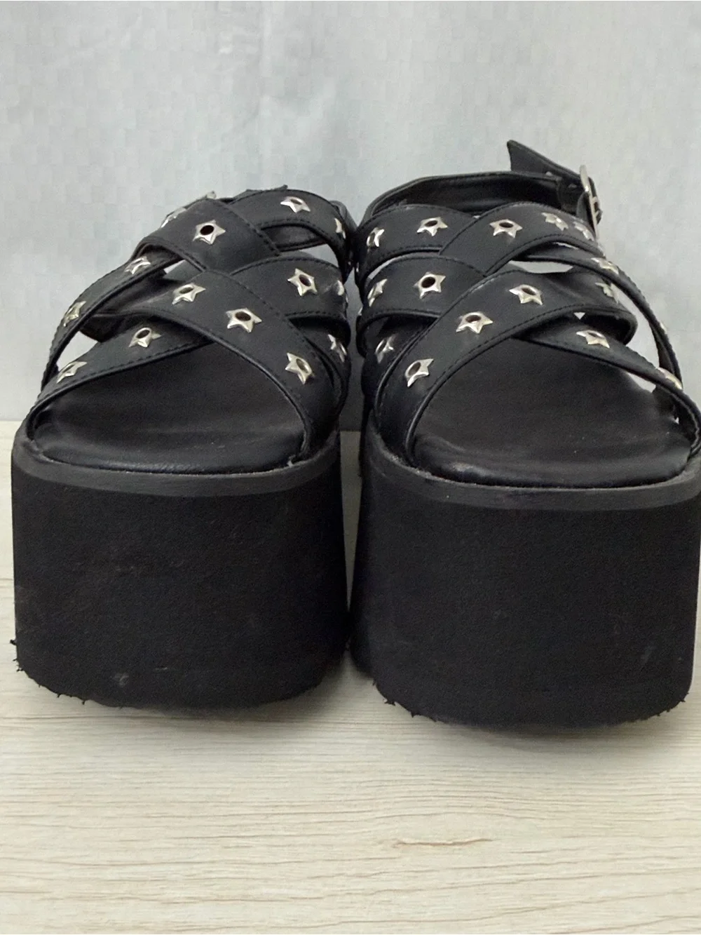 Demonia Ashes Black Platform Shoes Womens Size 12 Goth Punk
